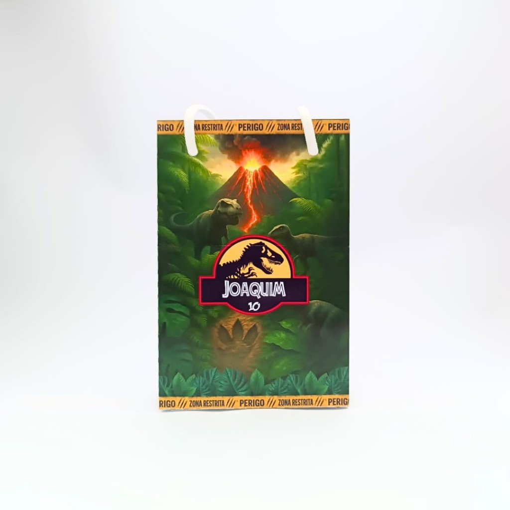Sacolinha Dinossauro Personalizada - Sacolinha Jurassic Park - Lembrancinha Para Festa - Aniversário