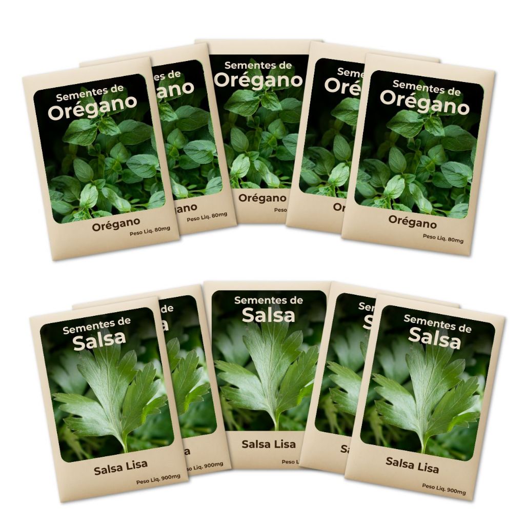 Sementes-Salsa Orégano Plante o Ano Todo Cultivo Fácil e Produtivo -Combo 10 Pct