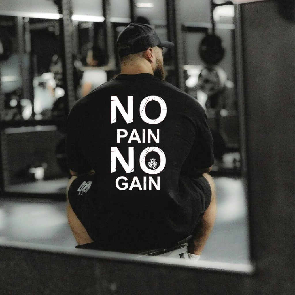 Camiseta Oversized Treino Academia Larga Streetwear Estampada Cbum Personalizada No Pain No Gain Gym