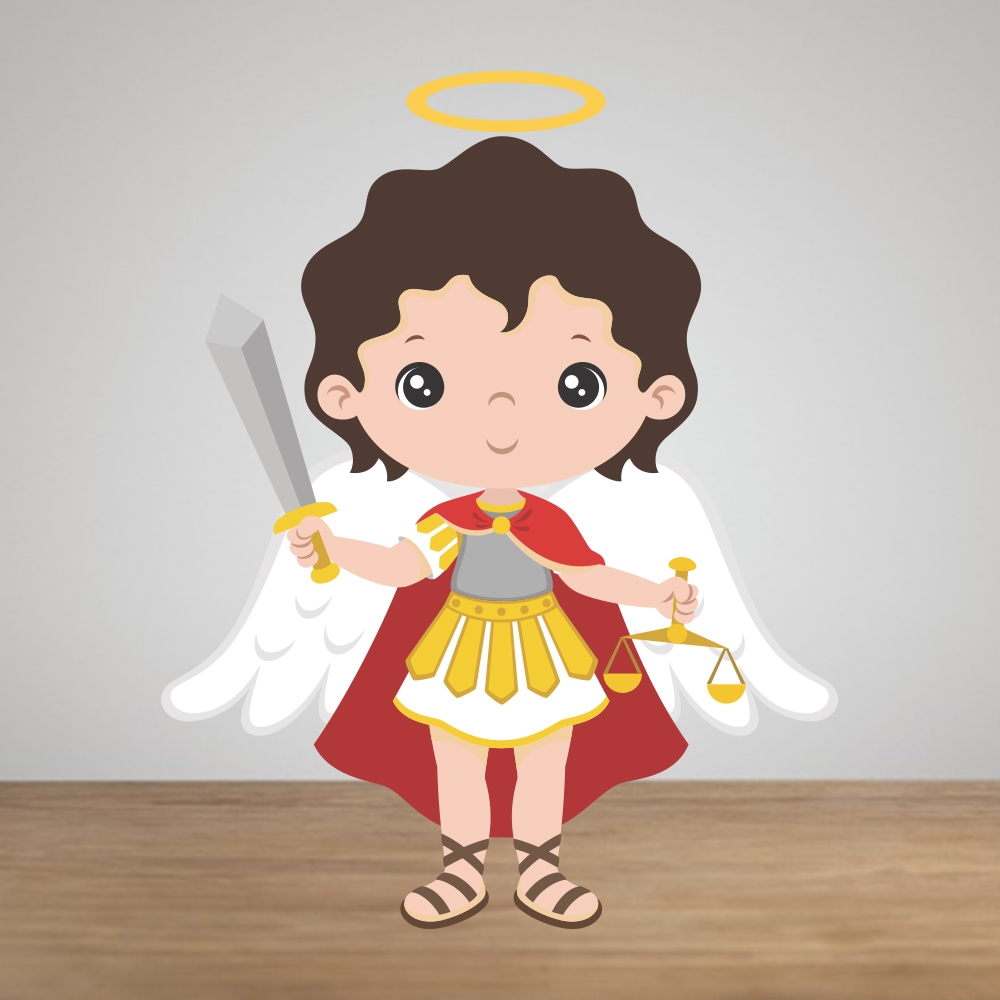 Almofada Infantil São Miguel  Arcanjo 40 cm de Altura Estampada Frente e Verso em Oferta na Shopee