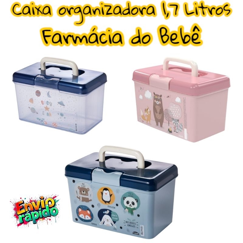 Caixa Organizadora Com Alça e Trava Plasutil Farmácia 1,7 Litros Farmácia do Bebê Maletinha  para Remédios Infantil em Oferta na Shopee