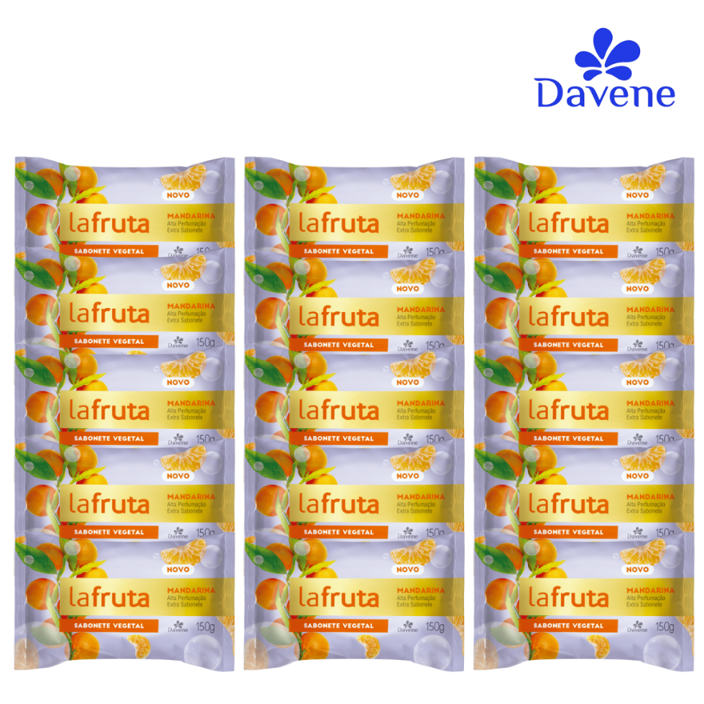 Kit de Sabonetes em Barra Davene La Fruta Mandarina Cremoso Limpeza Facial e Corporal