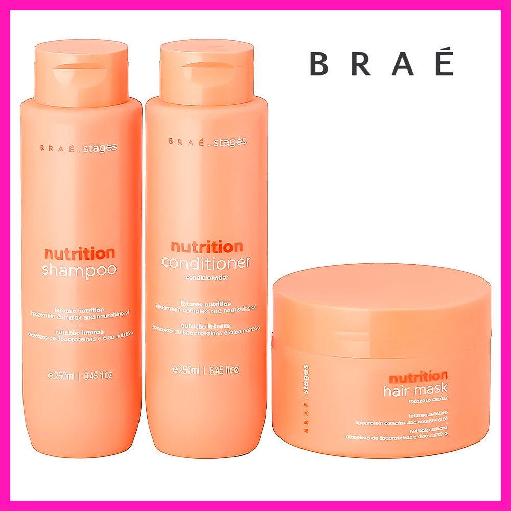 Braé Stages Nutrition Shampoo + Condicionador + Máscara (Nutrição intensa e regeneração da...