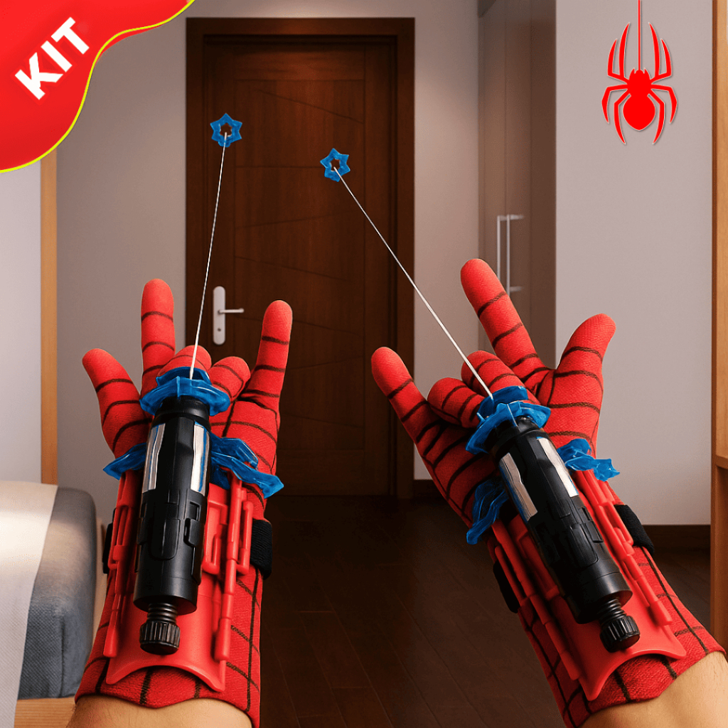 Brinquedo Infantil Homem-Aranha – Kit com 2 Luvas Lançadoras de Teia e Dardos
