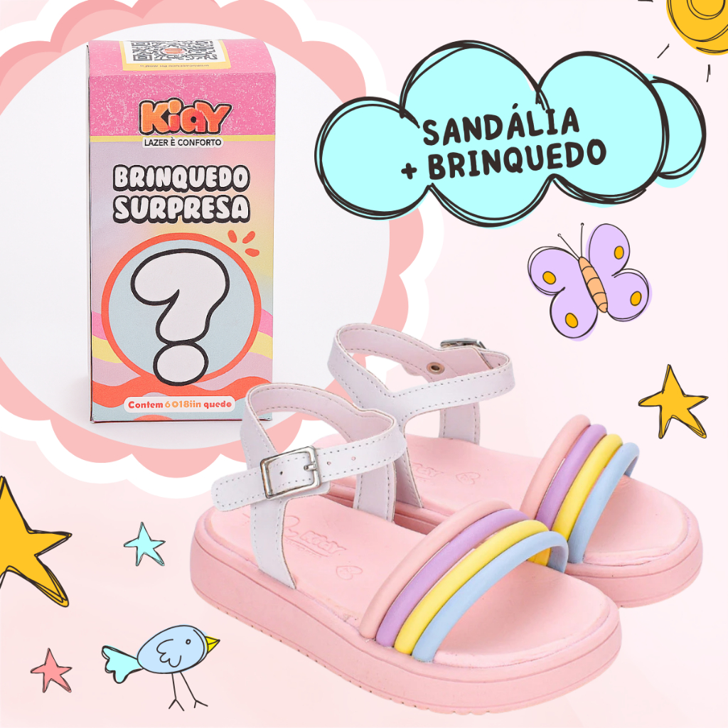 Sandália Infantil Kidy Mini Flatform Com Brinquedo Surpresa Branco em Oferta na Shopee