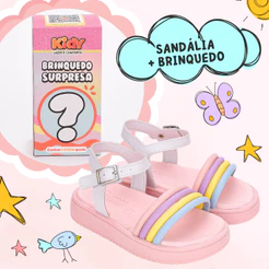 Kidy Sandália Infantil Feminina Menina Rosa Arco Íris Ajustável Confortável Brinquedo Surpresa Presente Dia das Crianças