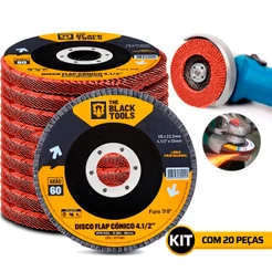 Kit 20 Discos De Lixa Flap 4.1/2 Grão 60 Esmerilhadeira