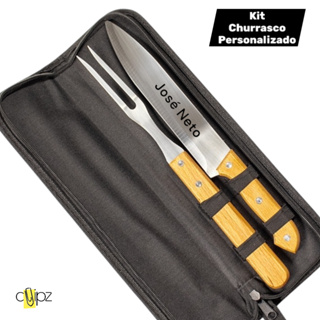 Kit Churrasco Personalizado Garfo Faca Presente Pai Gravado com Nome em Oferta na Shopee