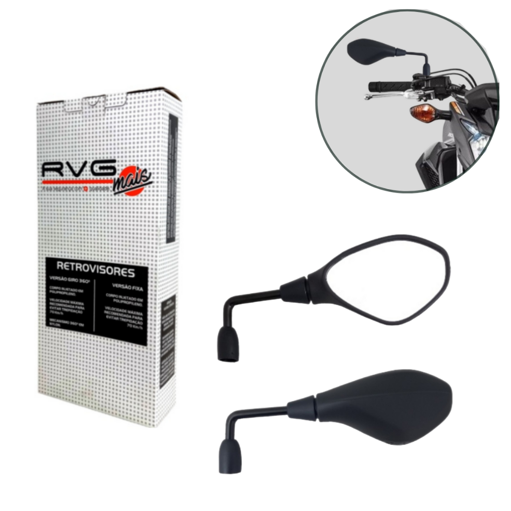 Retrovisor RVG BMW F800 Haste Rebaixada 90 Graus Lente Comum Para Honda e Yamaha em Oferta na Shopee