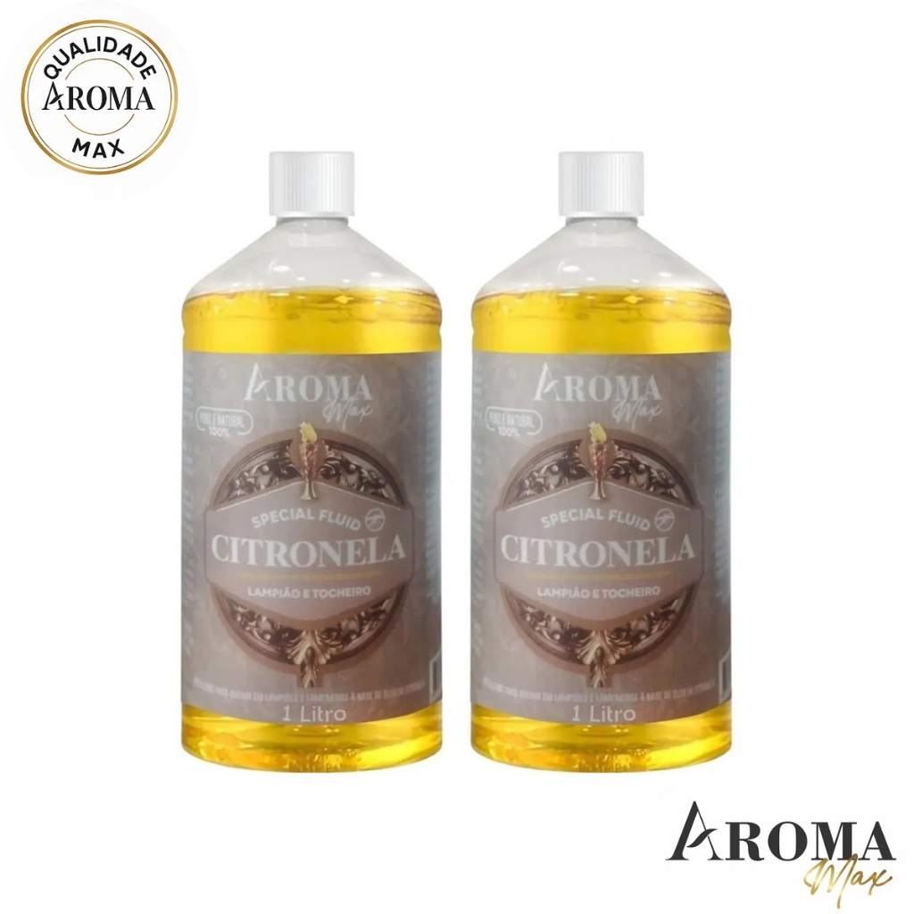 Kit Fluído De Citronela 2 Unidades 1L Para Tochas Limpiões Lamparinas Repelente AromaMax em Oferta na Shopee