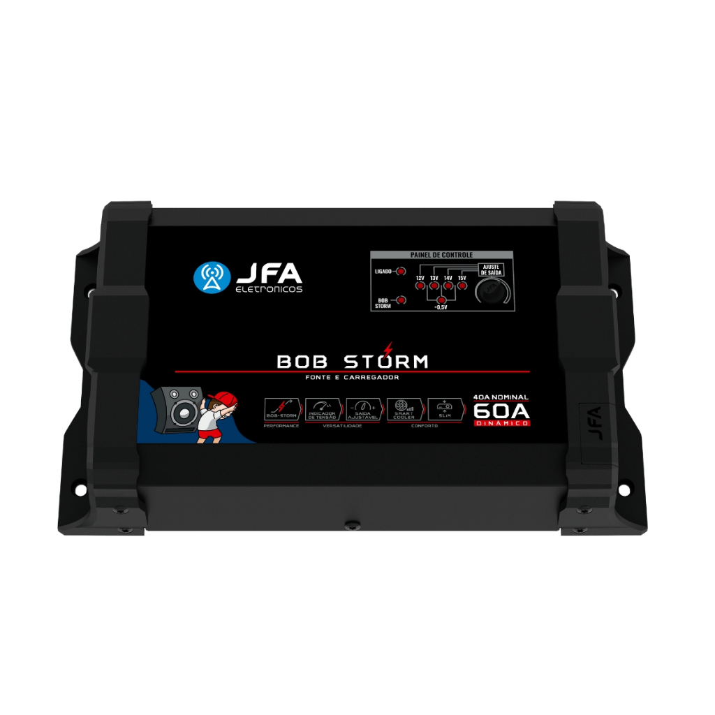 Fonte JFA Bob Storm Bivolt Carregadora e Bateria para Caixa Bob Ativa Trio Home 60A