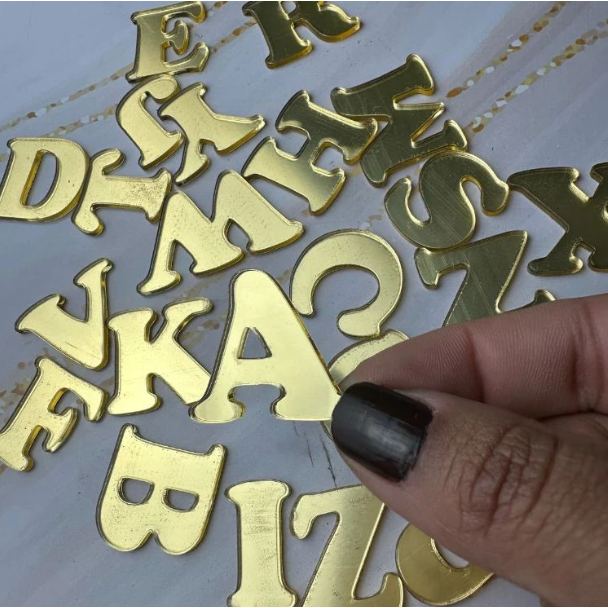 Letras em Acrílico Espelhado Aplique 2cm de altura