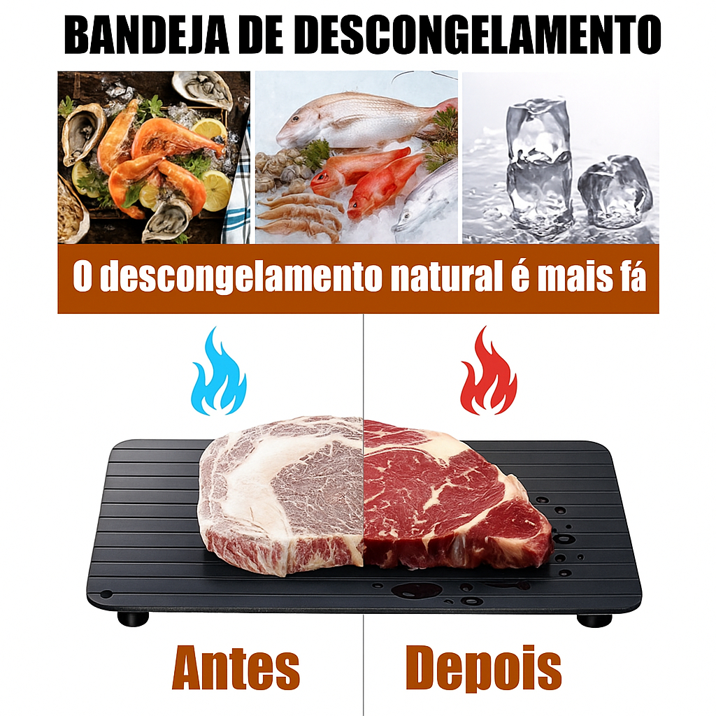 Tabua Magica Descongelar Rápido Carne Alimentos Defrost Express Tech Bandeja Travessa