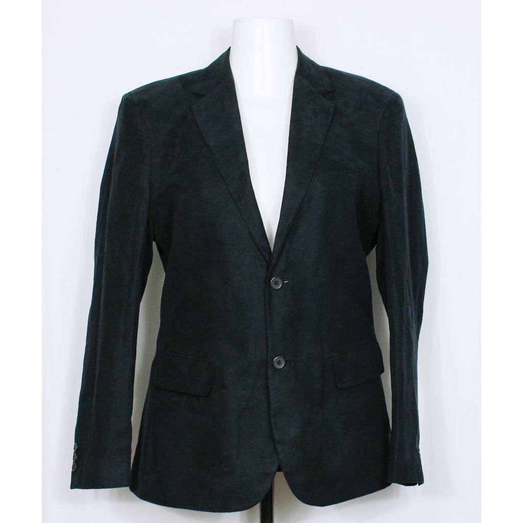 Blazer social alfaiataria masculina suede preto - Veste 52M - Ref. 4322 (brechó)