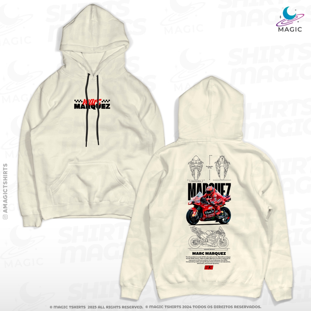 Moletom Canguru Moto GP Piloto Marc Márquez #93 MM unissex - Coleção inverno Magic car