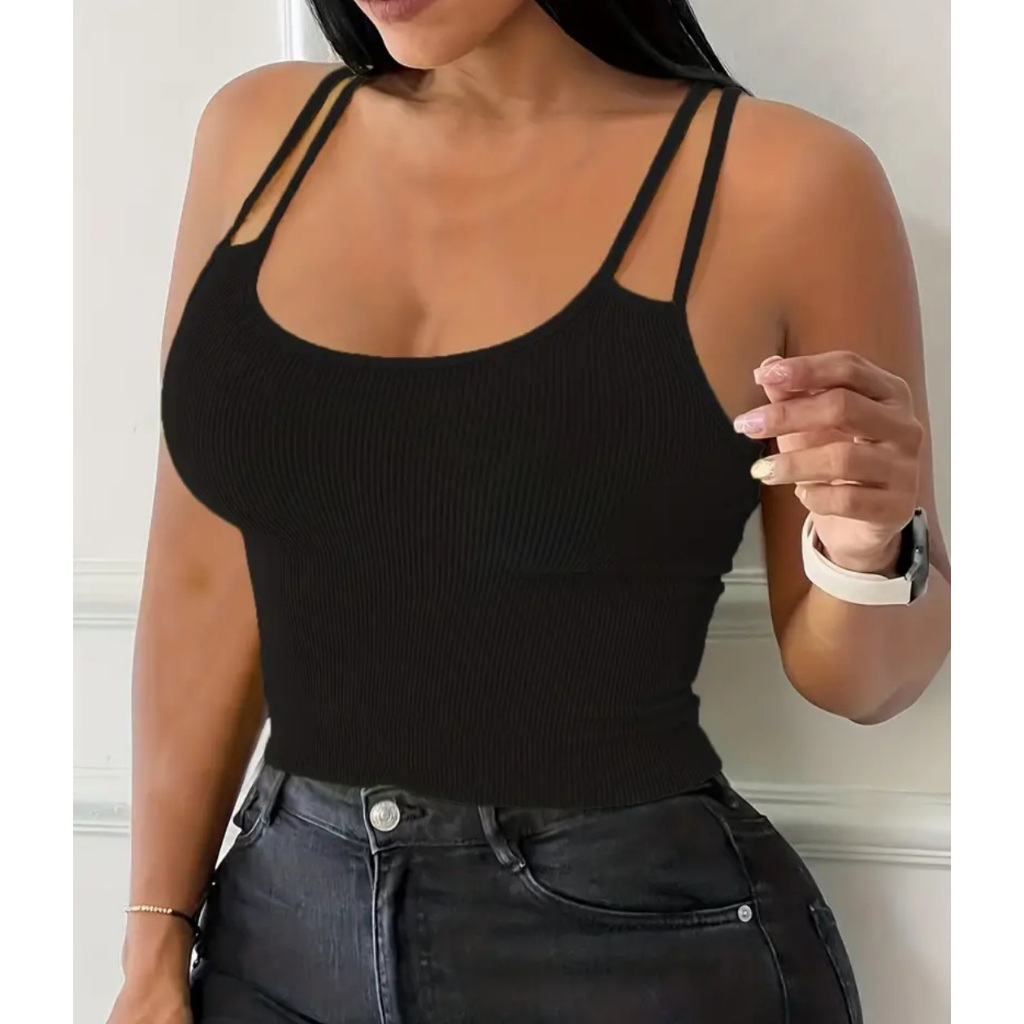 CROPPED TOP ALCINHA DUPLA TENDÊNCIA em Oferta na Shopee