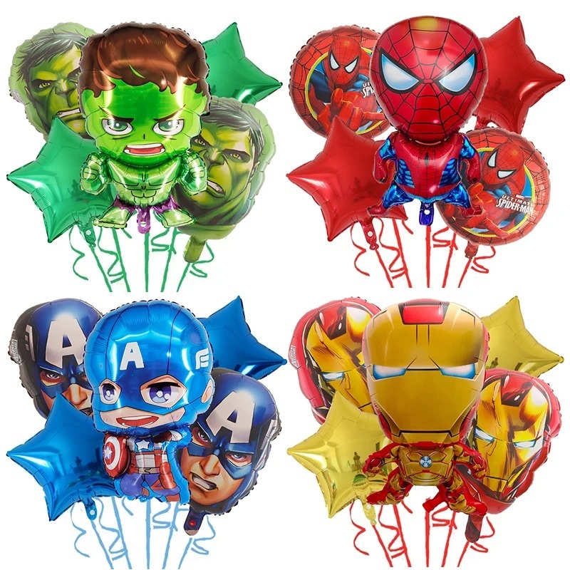 Kit Balão Metalizado Vingadores Marvel Homem Aranha Hulk Homem De Ferro Capitão America Decoração