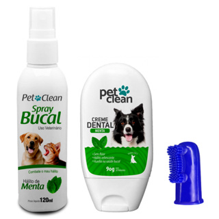 Kit Cuidado Bucal Spray Creme Dental Pet Clean em Oferta na Shopee