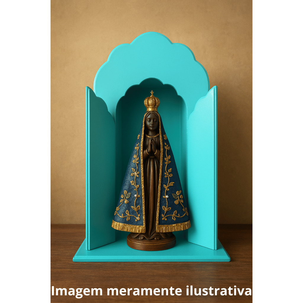 Capelinha Azul Turquesa Pequena para imagem religiosa capela oratória pequena