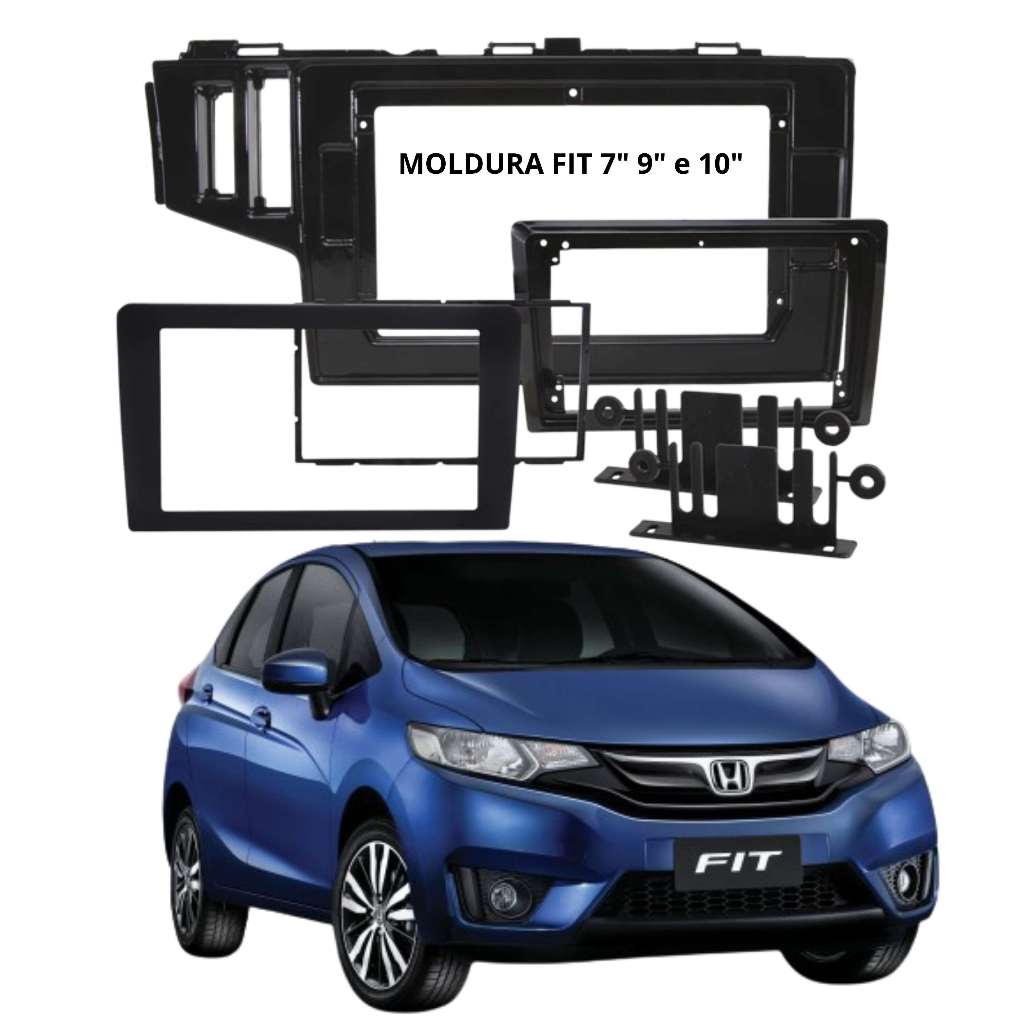 Moldura 2 Din Honda Fit 7  9 10  Polegadas Multimídia Central Som Encaixe Perfeito Painel Frontal
