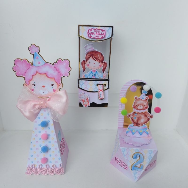 Kit Festa Luxo - Circo Rosa - Festa Infantil - Lembrancinhas Personalizadas - Caixinhas - Papelaria Perso