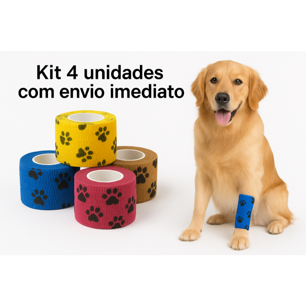 Kit 4 unidades Bandagem adesiva para pets tattoo Curativo patinhas tape em Oferta na Shopee