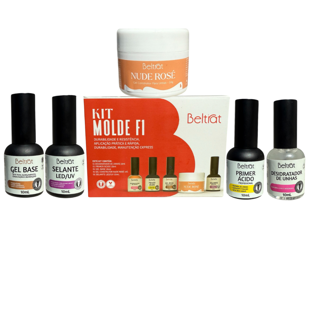 Kit Molde F1 Beltrat - Gel 14g + Selante + Gel Base 10ml + Primer + Desidrat - Beltrat