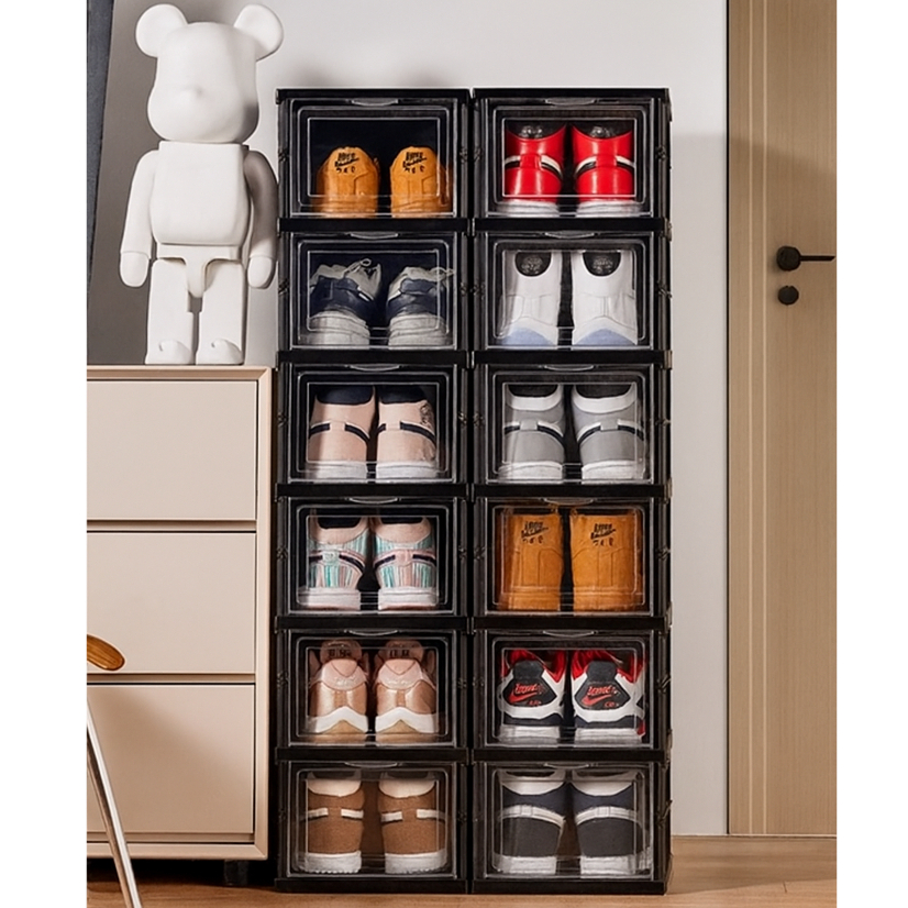 Caixa De Sapato Armazenamento Transparentes Sapateira Empilhável Prova De Poeira Dormitório ArmáriO em Oferta na Shopee