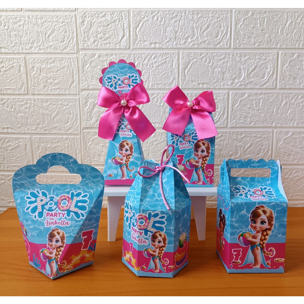 Kit Personalizado Pool Party Princesas (Pegue e monte) Lembrancinhas Caixinhas Festa  Aniversário