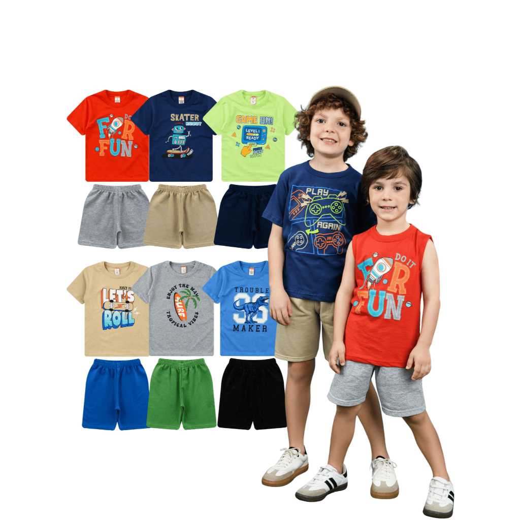 Kit 4 ou 5 Conjunto Infantil Menino do 1 ao 16 Anos | Roupa Infantil Menino | 8 ou 10 Peças Infantil Masculino Sortido