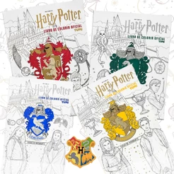 Livro de Colorir Harry Potter: Casas Hogwarts | Desenhos Detalhados Premium para Adultos e Crianças