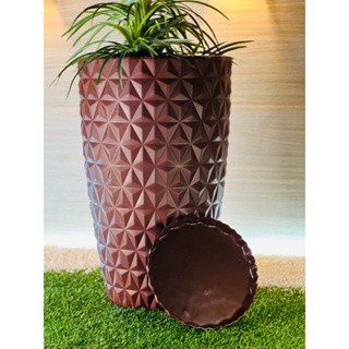 Vaso em polietileno redondo diamante XG com prato em Oferta na Shopee