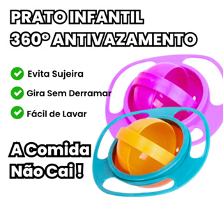 Prato Infantil 360° Giratório Fácil de Limpar Bebê Não Derrama Refeição em Oferta na Shopee