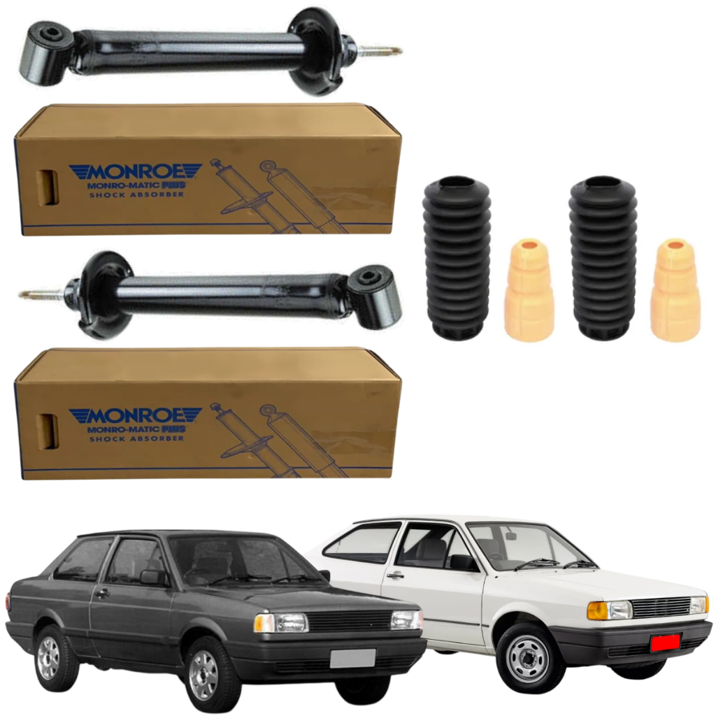 PAR AMORTECEDOR TRASEIRO GOL E VOYAGE QUADRADO 84 A 96 ORIGINAL MONROE + KITS