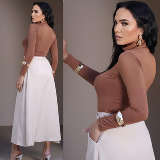 Blusa Feminina Manga Longa Gola Alta Segunda Pele Promoção em Oferta na Shopee