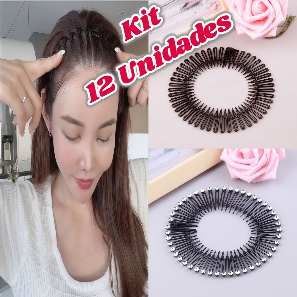 Kit 12 Pçs Tiara Bell Preta Para Cabelo Acessório de Cabelo