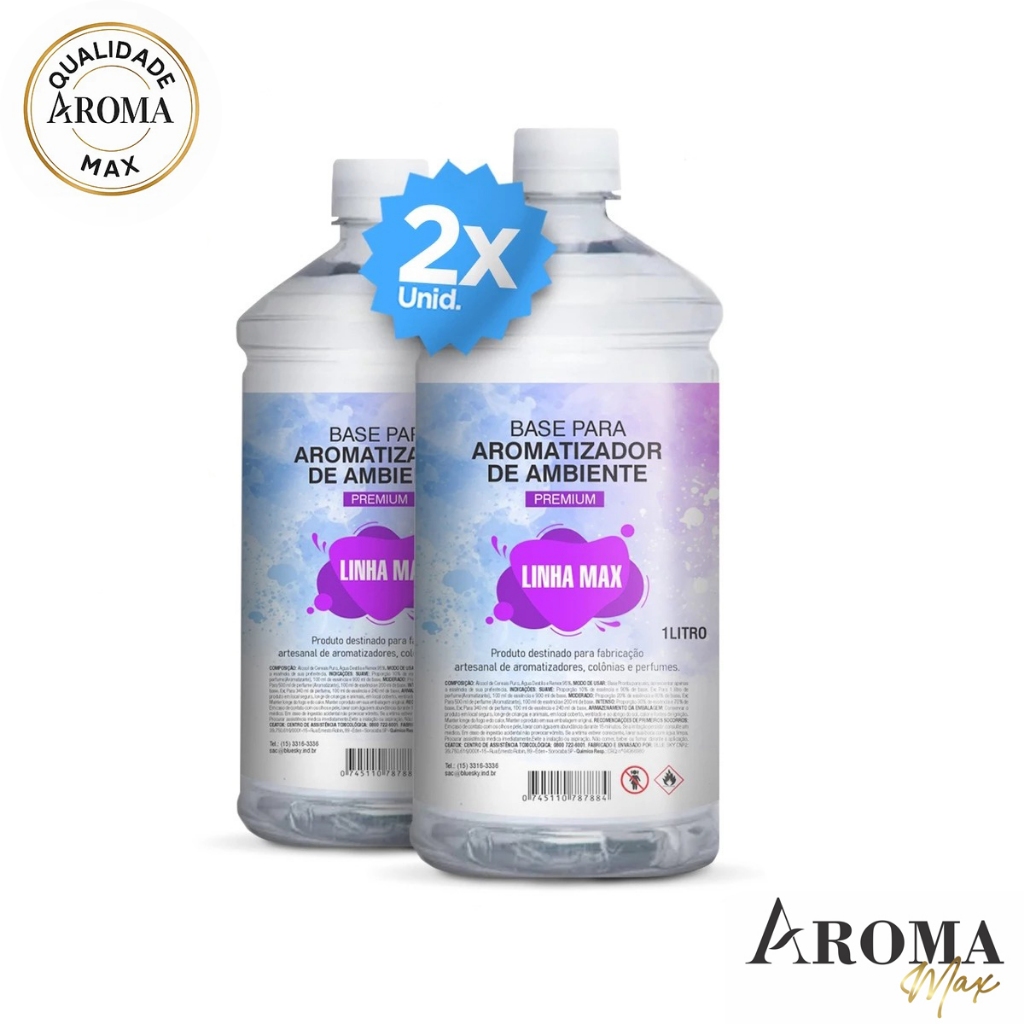 Aroma Max Kit 2un Base Aromatizador 1lt Faça Sua Água Perfumada Home Spray Pronta para Uso Premium