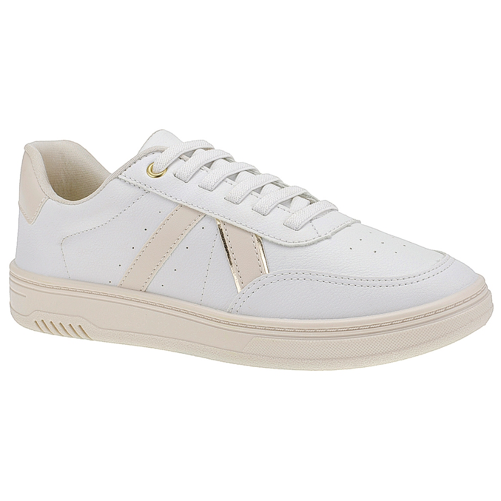 Tênis Casual Feminino com Cadarço de Elástico Detalhe V Metalizado Solado Macio 33008 em Oferta na Shopee