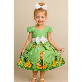 VESTIDO INFANTIL DE FADAS TINKER BELL, SININHO FESTAS, ANIVERSÁRIO em Oferta na Shopee