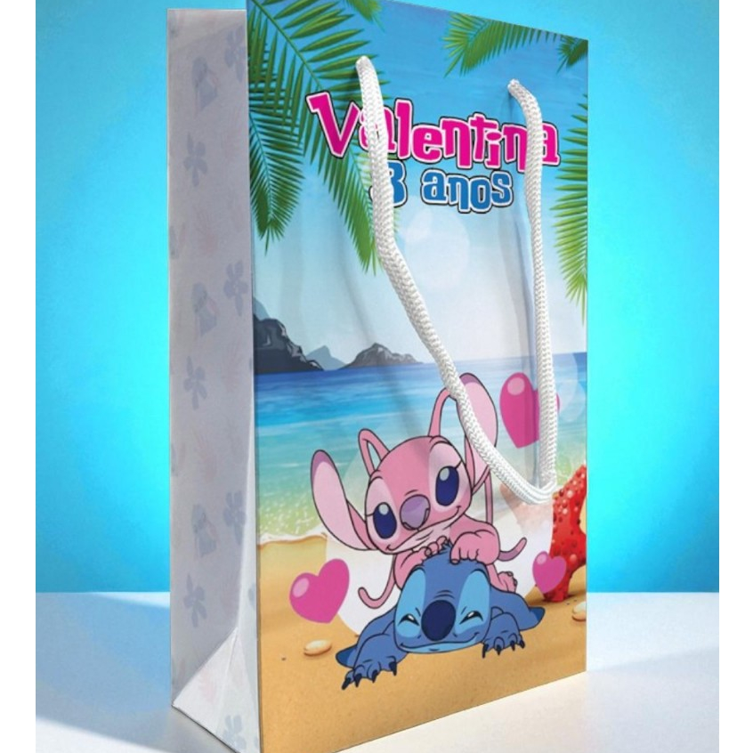 Sacolinha Stitch Personalizada Festa Casal Angel Lembrancinha Kit Festa Sacola Lilo & Stitch