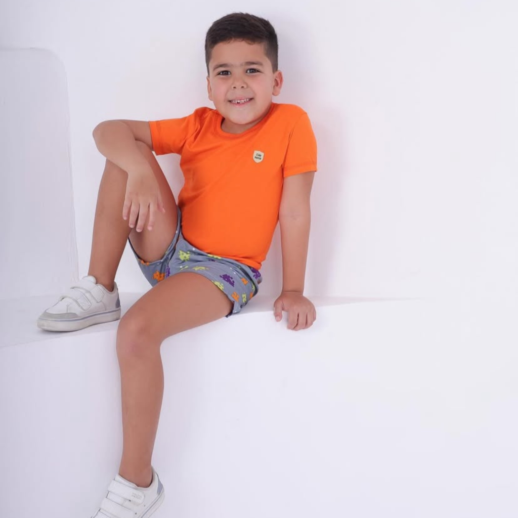 Kit 10 Peças 5 Conjunto Infantil Masculino Camiseta Algodão Casual + Shorts Colorido Estilo
