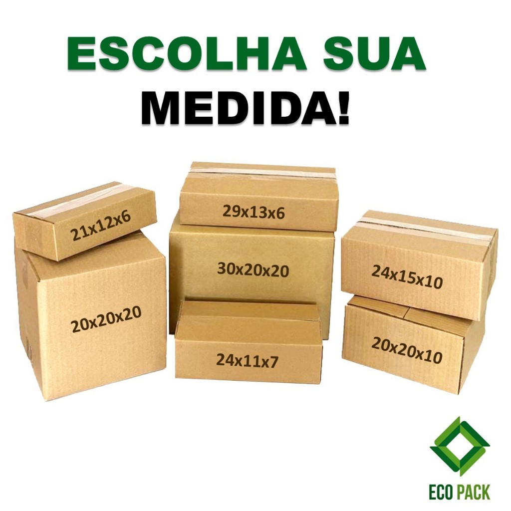 Kit 30 Caixas de Papelão Resistentes - Escolha sua Medida Kit 30 Caixas de Papelão Resistentes - Escolha sua Medida