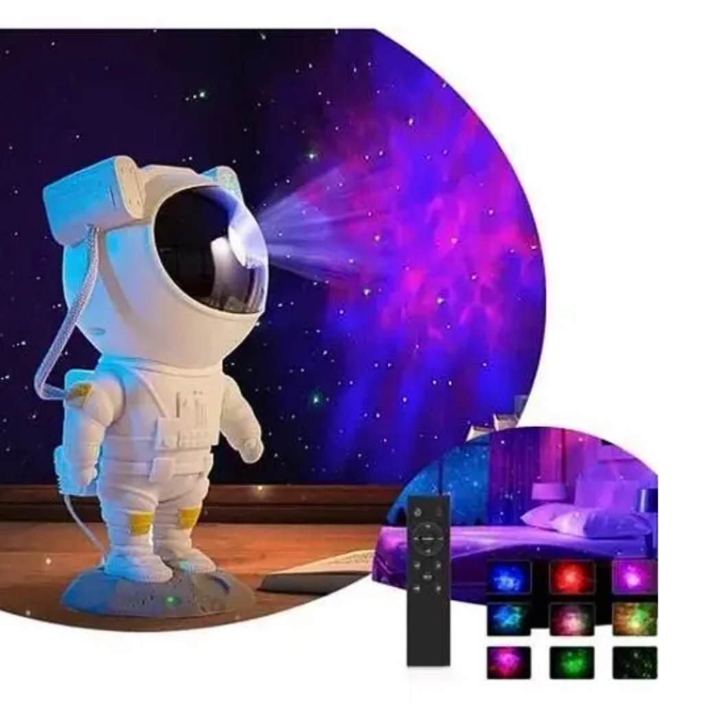 Luminária De Mesa Abajur Projetor Astronauta Espaço Astral Espacial