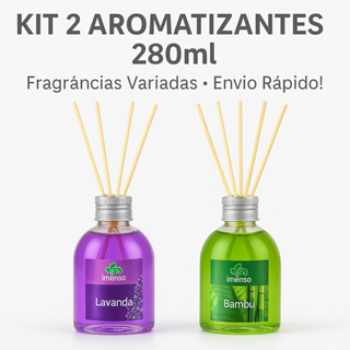 Kit 2 Aromatizantes de Ambiente 280ml com Palitos – Difusor de Aromas para Casa | Várias Fragrâncias em Oferta na Shopee