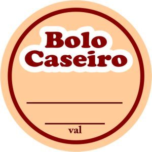 Kit  60-120-180-240-300 Etiquetas Adesivas Bolo Caseiro