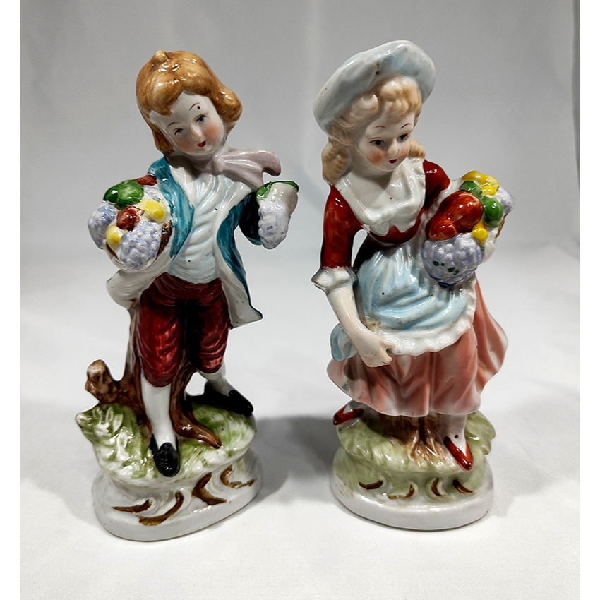 Antigo Par Esculturas Em Porcelana Casal no Campo Anos 50 Antiquária Antiguidades