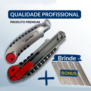 Estilete Profissional Reforçado 18mm + 5 Lâminas Extras Profield em Oferta na Shopee