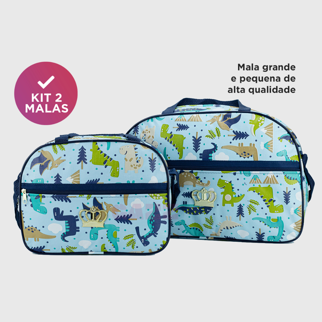 Kit C/ 2 Bolsa Bebê Saída Maternidade Menina E Menino Fofa Dinossauro Selva Savana