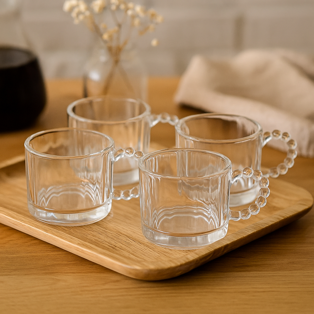 Conjunto 4 Xícaras Classic 100ml Cristal Wolff Café e Chá Mesa Posta Premium Transparente