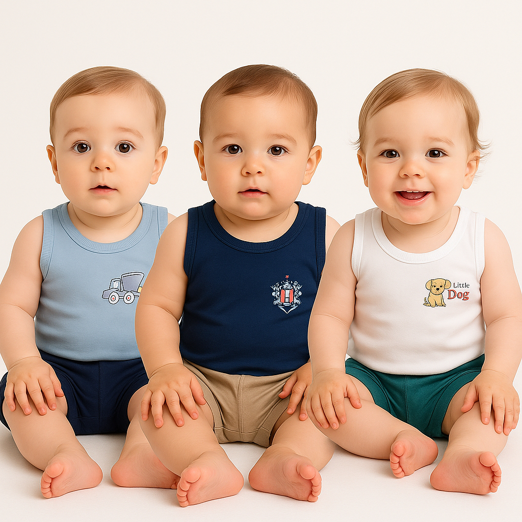 Kit 3 Camisetas Infantil Bebê Menino Regata Pijama Super Confortável